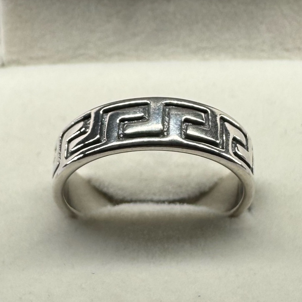 Greek Key 925 Sterling Silver Ring Band Size 7.75